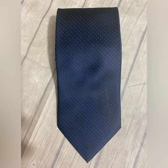 Puritan Tie Clip On Mens 20” Long Blue White Pin Dots Necktie - Picture 1 of 5